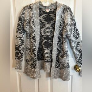 Mossimo Supply Co. Gray and Charcoal Open-Front Aztec Cardigan